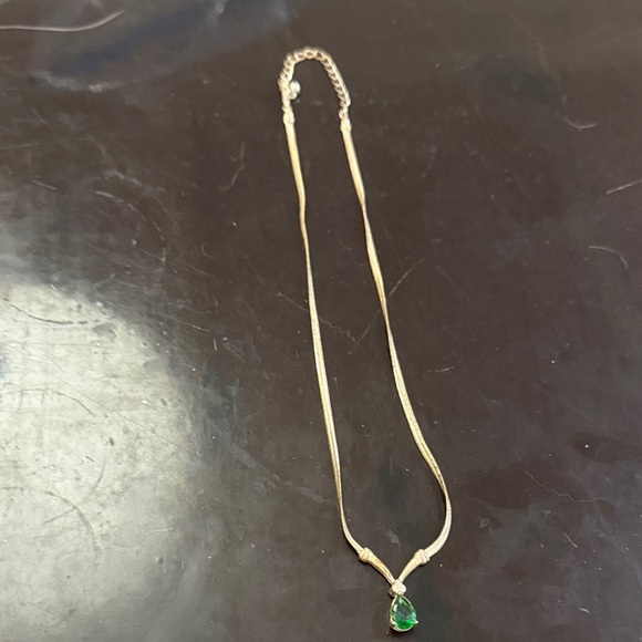 Avon Jewelry - Avon Silver Tone necklace with Chrome Diopside Teardrop Pendant